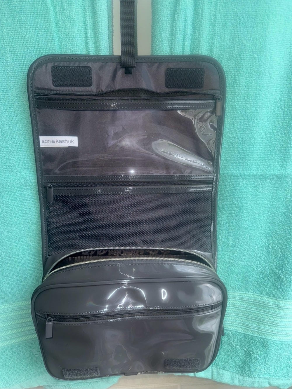 Hanging travel Glossy Dark Gray Toiletry  Kit- PERFECT GIFT FOR ANY MAN OR WOMAN